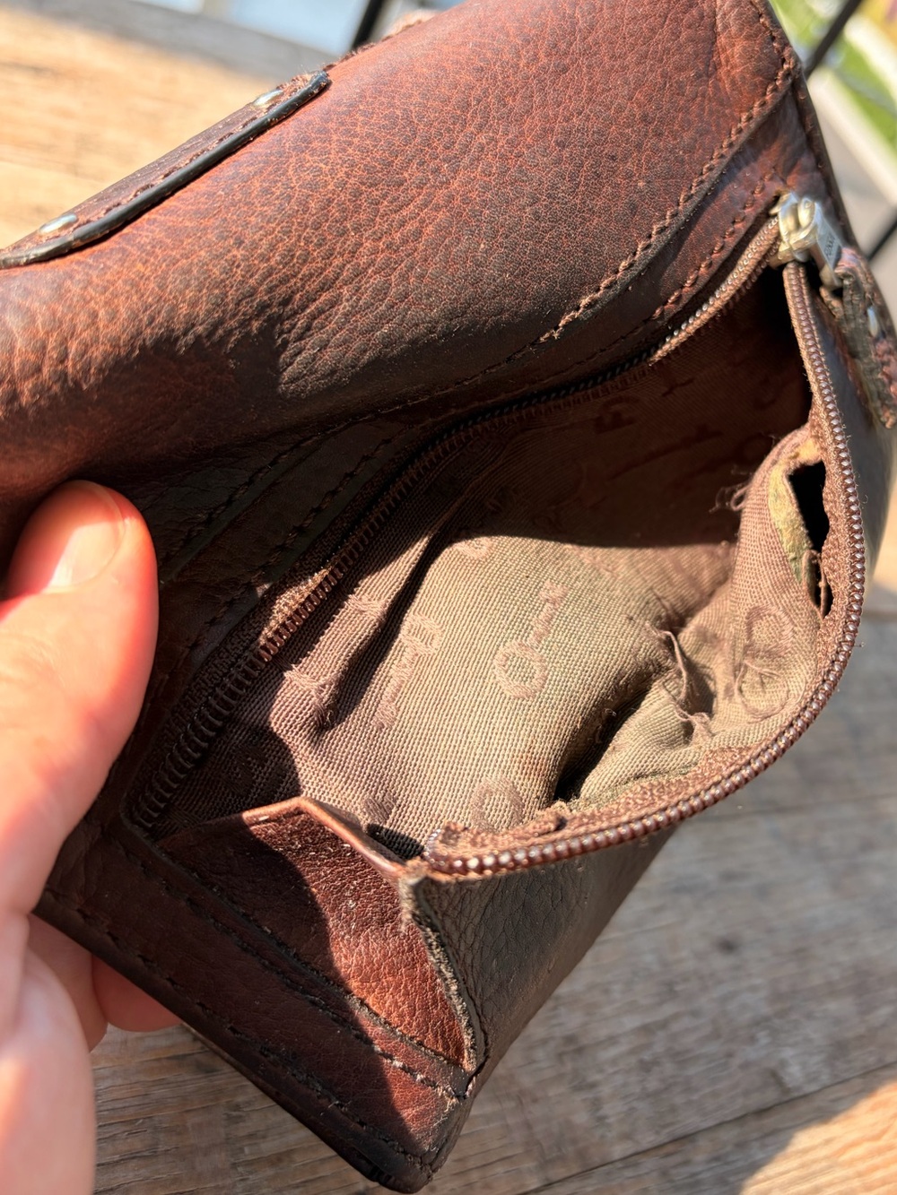Vintage Fossil Brown Genuine Leather Flap Wallet Long Wallet - Picture 7 of 7